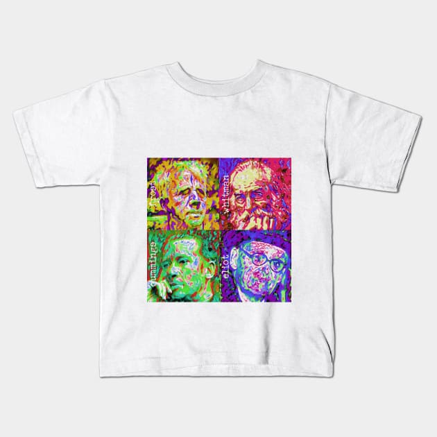 Pop Art - Great American Poets (Male) Kids T-Shirt by Naves